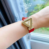 Guess Fame Quartz Gold Dial Red Leather Strap Watch For Women - GW0504L2 Authentic Buy Shop Now