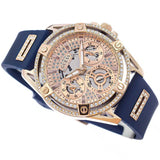 Guess Queen Quartz Crystals Rose Gold Dial Blue Silicone Strap Watch For Women - GW0536L5 Authentic Buy Shop Now