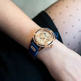 Guess Queen Quartz Crystals Rose Gold Dial Blue Silicone Strap Watch For Women - GW0536L5 Authentic Buy Shop Now
