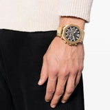Guess Edge Chronograph Black Dial Gold Steel Strap Watch For Men - GW0539G2 Authentic Buy Shop Now