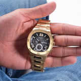 Guess Headliner Multifunction Black Dial Gold Steel Strap Watch For Men - GW0572G2 Authentic Buy Shop Now