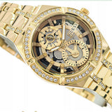 Guess Allara Quartz Gold Dial Gold Steel Strap Watch For Women - GW0604L2 Authentic Buy Shop Now