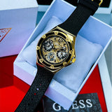 Guess Asteria Multifunction Gold Dial Black Rubber Strap Watch For Women - GW0620L2 Authentic Buy Shop Now