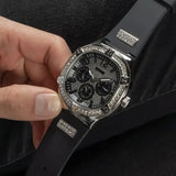 Guess Duke Crystals Black Dial Black Silicone Strap Watch For Men - GW0641G1 Authentic Buy Shop Now