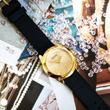 Guess Cubed Analog Gold Dial Black Silicone Strap Watch For Women - GW0665L1 Authentic Buy Shop Now
