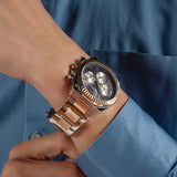 Guess Equity Multifunction Black Dial Two Tone Steel Strap Watch For Men - GW0703G4 Authentic Buy Shop Now