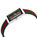 Gucci G-Frame Mother of Pearl Dial Two Tone Nylon Strap Watch For Women - YA147404 Authentic Buy Shop Now