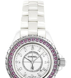 Chanel J12 Sapphire Bezel Ceramic White Dial White Steel Strap Watch for Women - J12 H2010 Authentic Buy Shop Now
