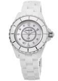 Chanel J12 Diamonds Quartz Ceramic White Dial White Steel Strap Watch for Women - J12 H2422 Authentic Buy Shop Now