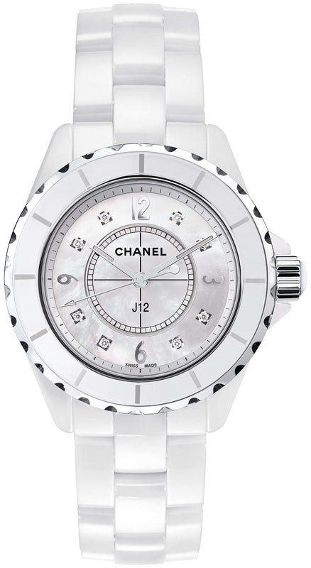Chanel J12 Diamonds Quartz Ceramic White Dial White Steel Strap Watch for Women - J12 H2422 Authentic Buy Shop Now