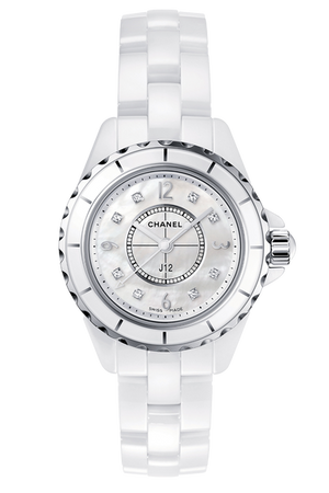 Chanel J12 Diamonds Quartz Mother of Pearl White Dial White Steel Strap Watch for Women - J12 H2570 Authentic Buy Shop Now
