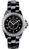 Chanel J12 Diamonds Ceramic Black Dial Black Steel Strap Watch for Women - J12 H3108 Authentic Buy Shop Now