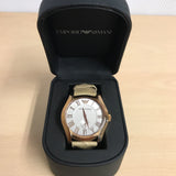 Emporio Armani Valente Analog Beige Dial Beige Leather Strap Watch For Men - AR1667 Authentic Buy Shop Now