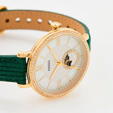 Fossil Jacqueline Multifunction Moonphase Mother of Pearl White Dial Green Leather Strap Watch for Women - ES5244 Authentic Buy Shop Now