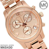 Michael Kors Runway Chronograph Rose Gold Dial Rose Gold Steel Strap Watch for Women - MK5430 Authentic Buy Shop Now
