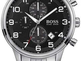 Hugo Boss Aeroliner Black Dial Silver Steel Strap Watch for Men - 1513181 Authentic Buy Shop Now