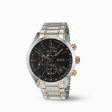 Hugo Boss Grand Prix Black Dial Two Tone Steel Strap Watch for Men - 1513473 Authentic Buy Shop Now
