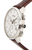 Hugo Boss Slim Chronograph White Dial Brown Leather Strap Watch For Men - 1513263 Authentic Buy Shop Now