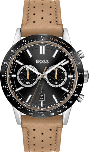 Hugo Boss Allure Black Dial Brown Leather Strap Watch for Men - 1513964 Authentic Buy Shop Now
