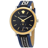 Versace V-Circle Black Dial Blue Leather Strap Watch for Men - VEBQ01419 Authentic Buy Shop Now