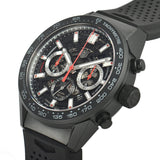 Tag Heuer Carrera Automatic Chronograph Black Dial Black Rubber Strap Watch for Men - CBG2A90.FT6173 Authentic Buy Shop Now