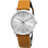 Calvin Klein City Silver Dial Light Brown Leather Strap Watch For Women- K2G23120 Authentic Buy Shop Now