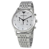 Emporio Armani Classic Chronograph Silver Dial Silver Steel Strap Watch For Men - AR1879 Authentic Buy Shop Now