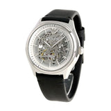 Emporio Armani Meccanico White Skeleton Dial Black Leather Strap Watch For Men - AR60003 Authentic Buy Shop Now