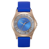 Marc Jacobs Henry Skeleton Blue Dial Blue Leather Strap Watch for Women - MBM1244 Authentic Buy Shop Now