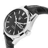 Tag Heuer Carrera Automatic Black Dial Black Leather Strap Watch for Men - WAR201A.FC6266 Authentic Buy Shop Now