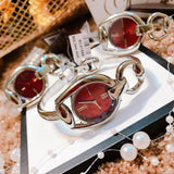 Gucci Horsebit Quartz Red Dial Silver Steel Strap Watch For Women - YA139502 Authentic Buy Shop Now