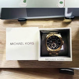 Michael Kors Brecken Chronograph Black Dial Gold Steel Strap Watch For Men - MK8848 Authentic Buy Shop Now
