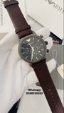 Emporio Armani Classic Chronograph Black Dial Brown Leather Strap Watch For Men - AR1919 Authentic Buy Shop Now