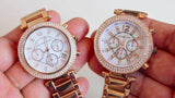 Michael Kors Whitney Chronograph Gold Dial Gold Steel Strap Watch For Women - MK6729 Authentic Buy Shop Now
