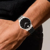 Movado Museum Classic Black Dial Silver Steel Strap Watch for Men - 0607199 Authentic Buy Shop Now