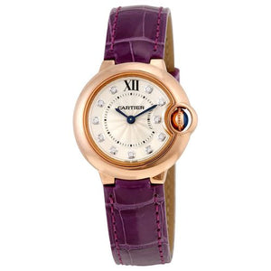 Cartier Ballon Bleu Diamonds White Dial Pink Leather Strap Watch for Women - WE902050 Authentic Buy Shop Now