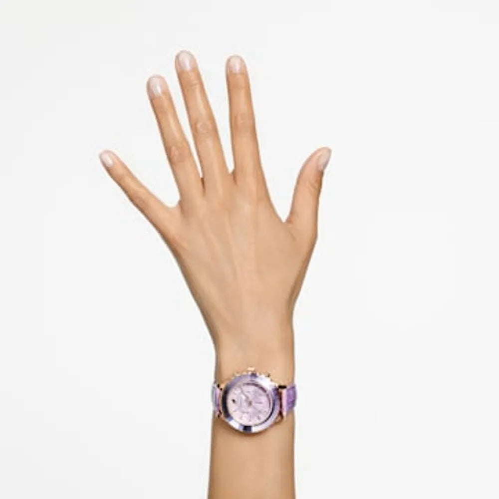 Swarovski Octea Lux Chrono Pink Dial Pink Leather Strap Watch for Women - 5452501 Authentic Buy Shop Now