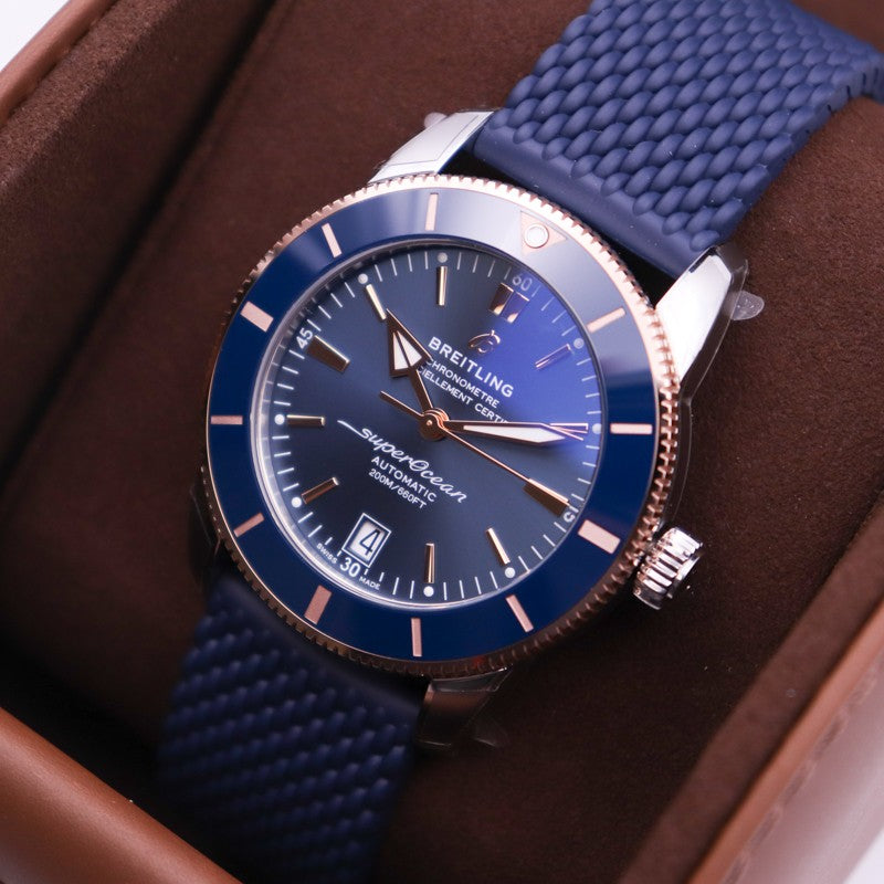 Breitling Superocean Heritage B20 Automatic 42 Blue Dial Blue Mesh Bracelet Watch for Men - UB2010161C1S1 Authentic Buy Shop Now