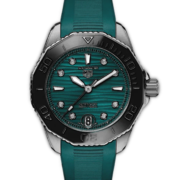 Tag Heuer Aquaracer Professional 300 Automatic Diamonds Green Dial Green Rubber Strap Watch for Women - WBP231G.FT6226 Authentic Buy Shop Now