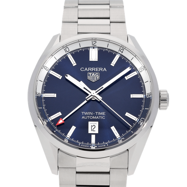 Tag Heuer Carrera Twin Time Blue Dial Silver Steel Strap Watch for Men - WBN201A.BA0640 Authentic Buy Shop Now