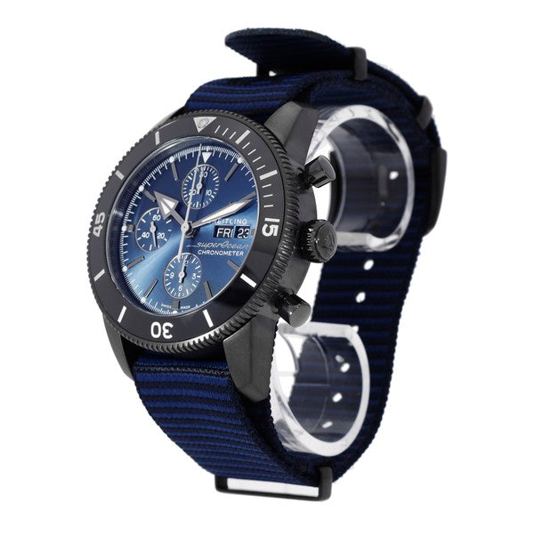 Breitling Superocean Heritage Chronograph 44 Outerknown Blue Dial Blue NATO Strap Watch for Men - M133132A1C1W1 Authentic Buy Shop Now