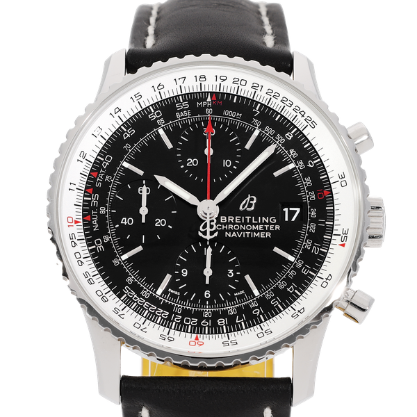 Breitling Navitimer 1 Chronograph 41mm Automatic Black Dial Black Leather Strap Mens Watch - A13324121B1P1 Authentic Buy Shop Now