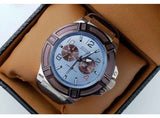 Guess Rigor Analogue Quartz Blue Dial Brown Leather Strap Watch For Men - W0040G10 Authentic Buy Shop Now