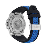 Versace Chain Reaction Quartz Blue Dial Blue & Black Leather Strap Watch for Men - VEDY00119 Authentic Buy Shop Now