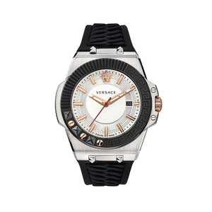 Versace Chain Reaction Quartz White Dial Black Rubber Strap Watch for Men - VEDY00219 Authentic Buy Shop Now