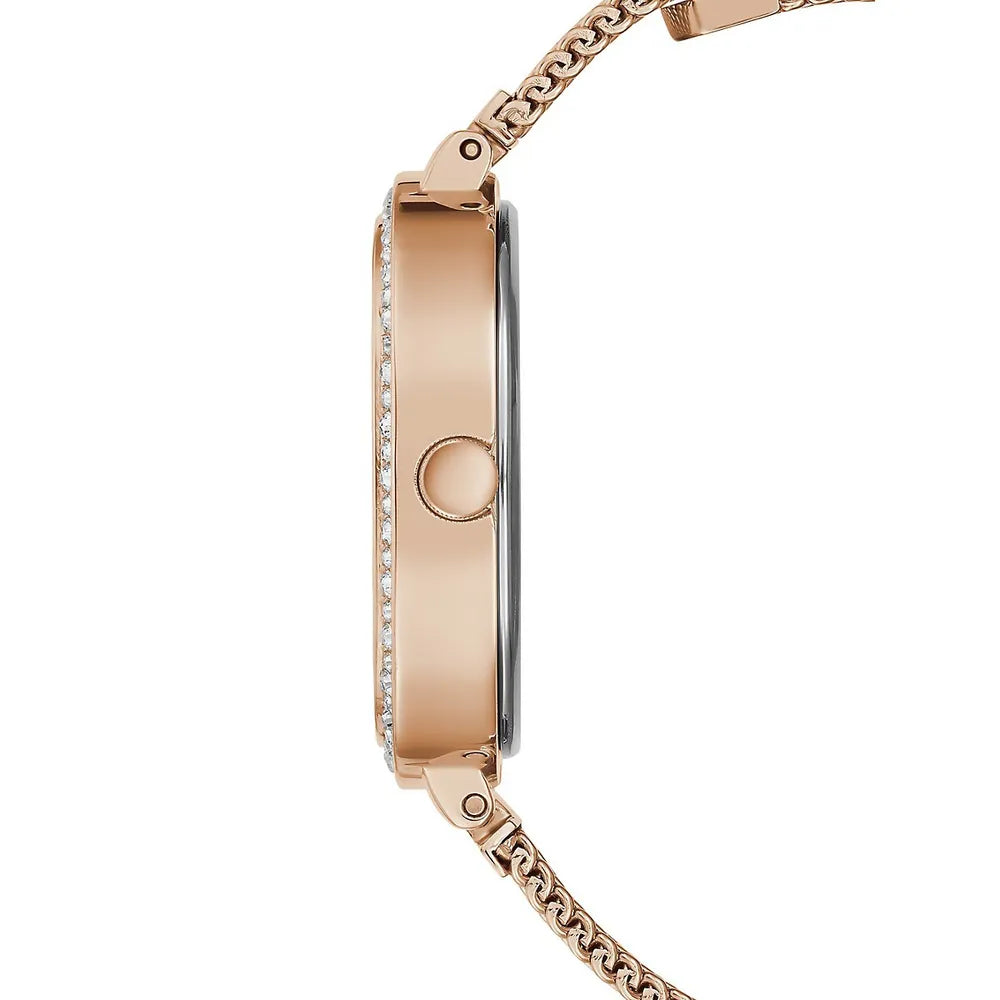 Guess Tapestry Diamonds Rose Gold Dial Rose Gold Mesh Bracelet Watch for Women - GW0354L3 Authentic Buy Shop Now