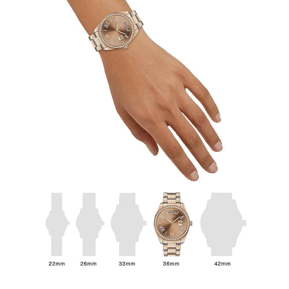 Guess Luna Diamonds Rose Gold Dial Rose Gold Steel Strap Watch for Women - GW0307L3 Authentic Buy Shop Now