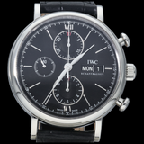 IWC Portofino Chronograph Black Dial Black Leather Strap Watch for Men - IW391008 Authentic Buy Shop Now