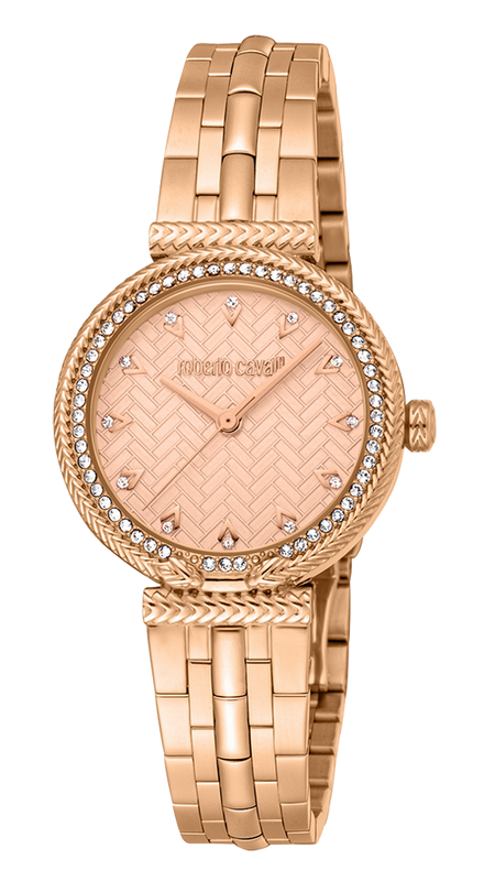 Just Cavalli Chiarezza Snake Core Rose Gold Dial Rose Gold Steel Strap Watch for Women - RC5L078M0045 Authentic Buy Shop Now
