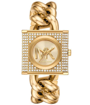 Michael Kors Chain Lock Analog Crystals Silver Dial Gold Steel Strap Watch for Women - MK4809 Authentic Buy Shop Now
